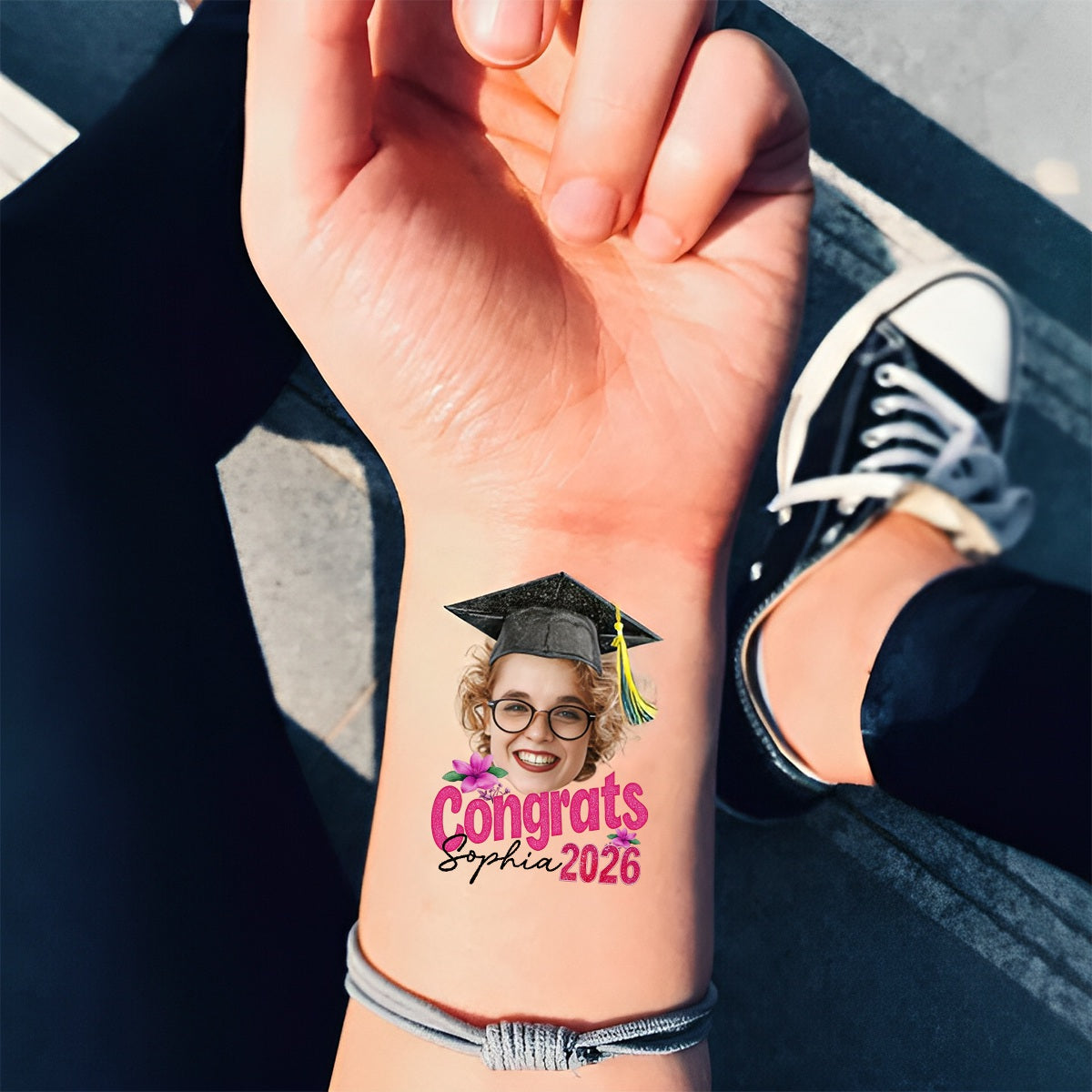 Congrats, Graduation Senior Tattoo Gift, Custom Temporary Tattoo, Personalized Tattoo, Fake Tattoo