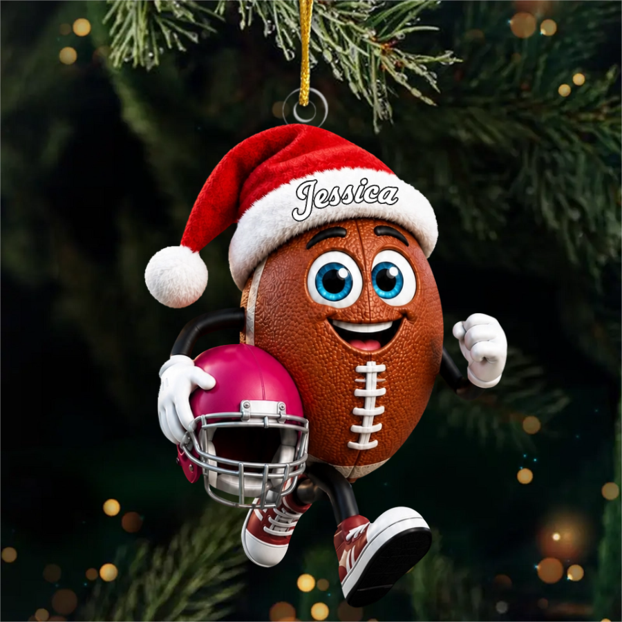 Personalized The running American football player Hanging Ornament - Custom Holiday Sports Decor For Backpacks & Christmas Trees
