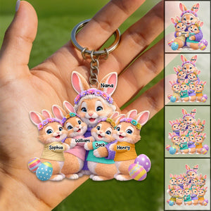 Bunny Easter Grandma with Grandkids' Names - Personalized Acrylic Keychain