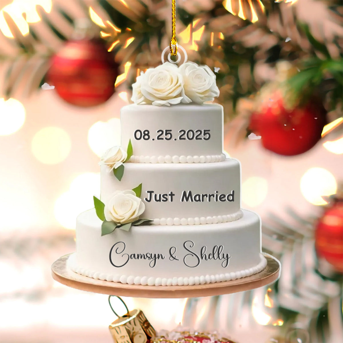 Wedding Cake Personalized Christmas Ornament, Wedding Christmas Ornament