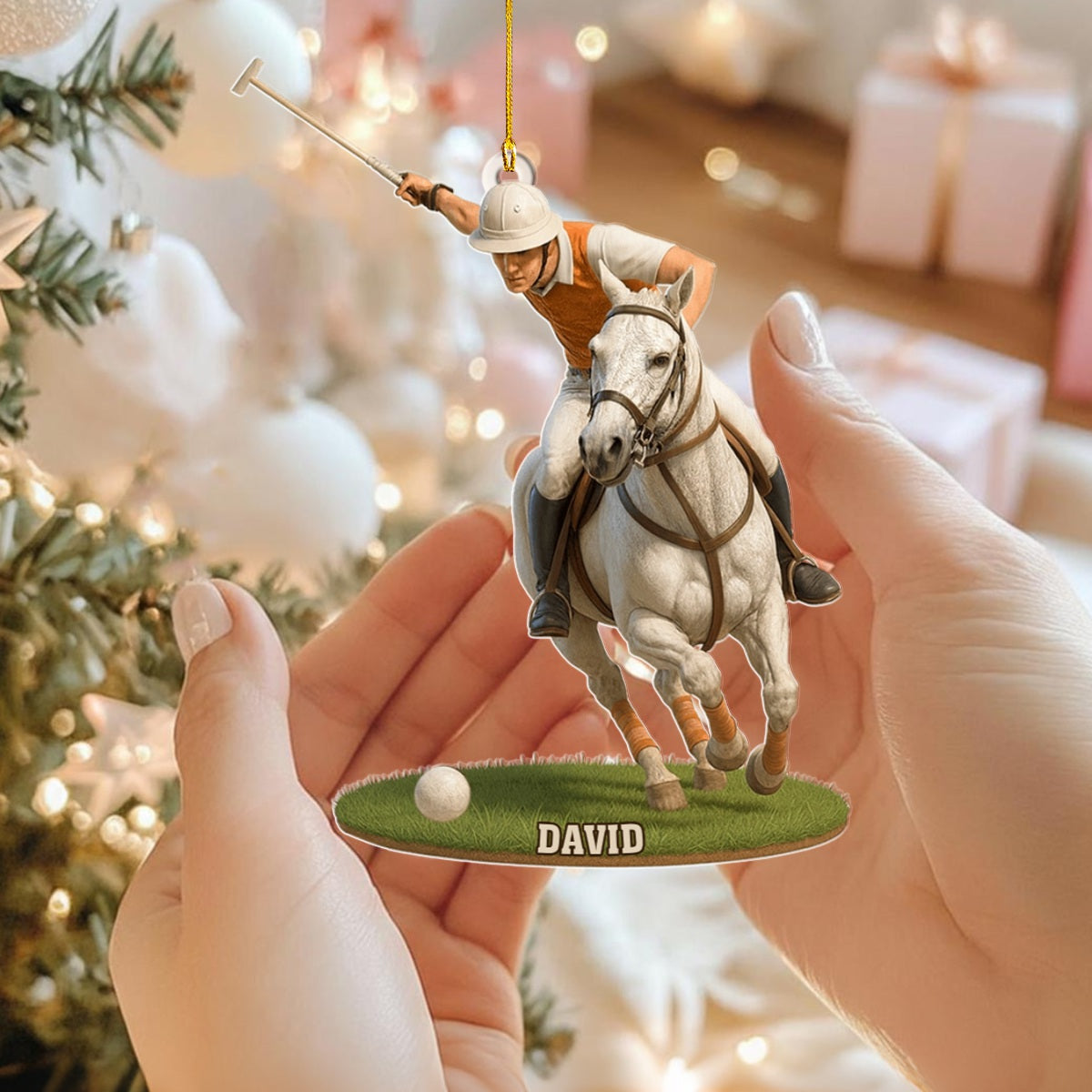 Polo Player On Horse Personalized Ornament,Christmas Gift