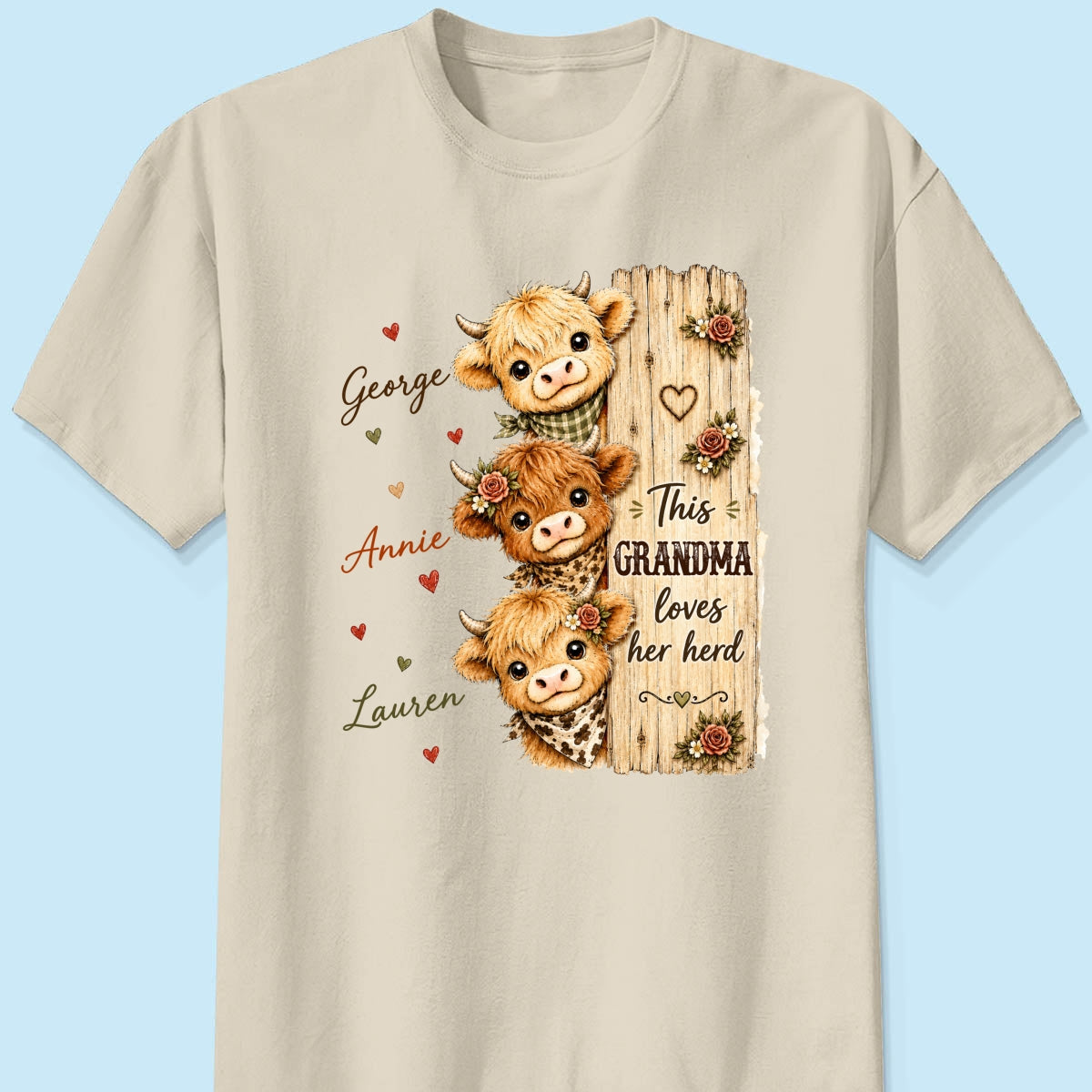 This Grandma Loves Her Herd – Highland Cow Personalized Shirt | Cozy Tee For Grandma