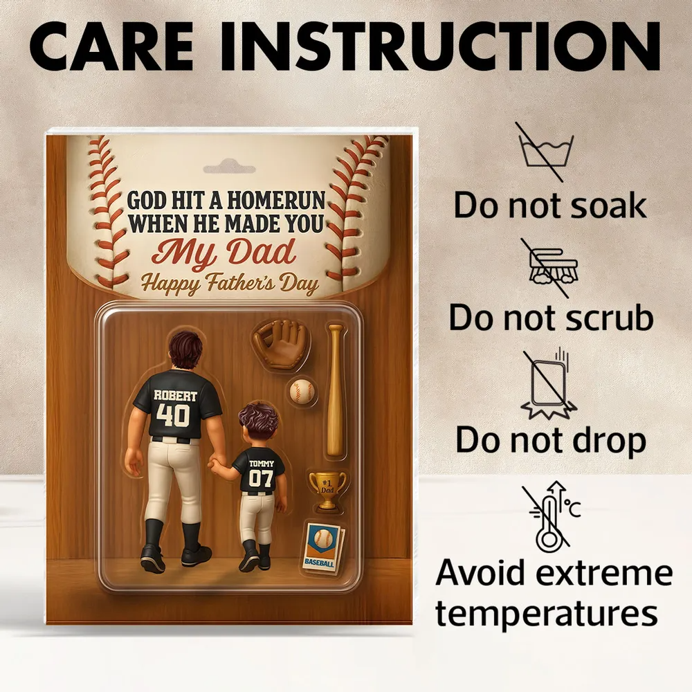 Personalized Acrylic Block Plaque, Father's Day Gift for Baseball Dad