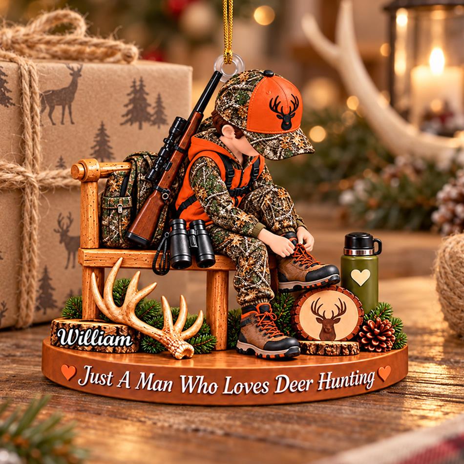 Just A Boy Who Loves Hunting – Personalized Christmas Ornament | Custom Name Keepsake Gift For Hunters