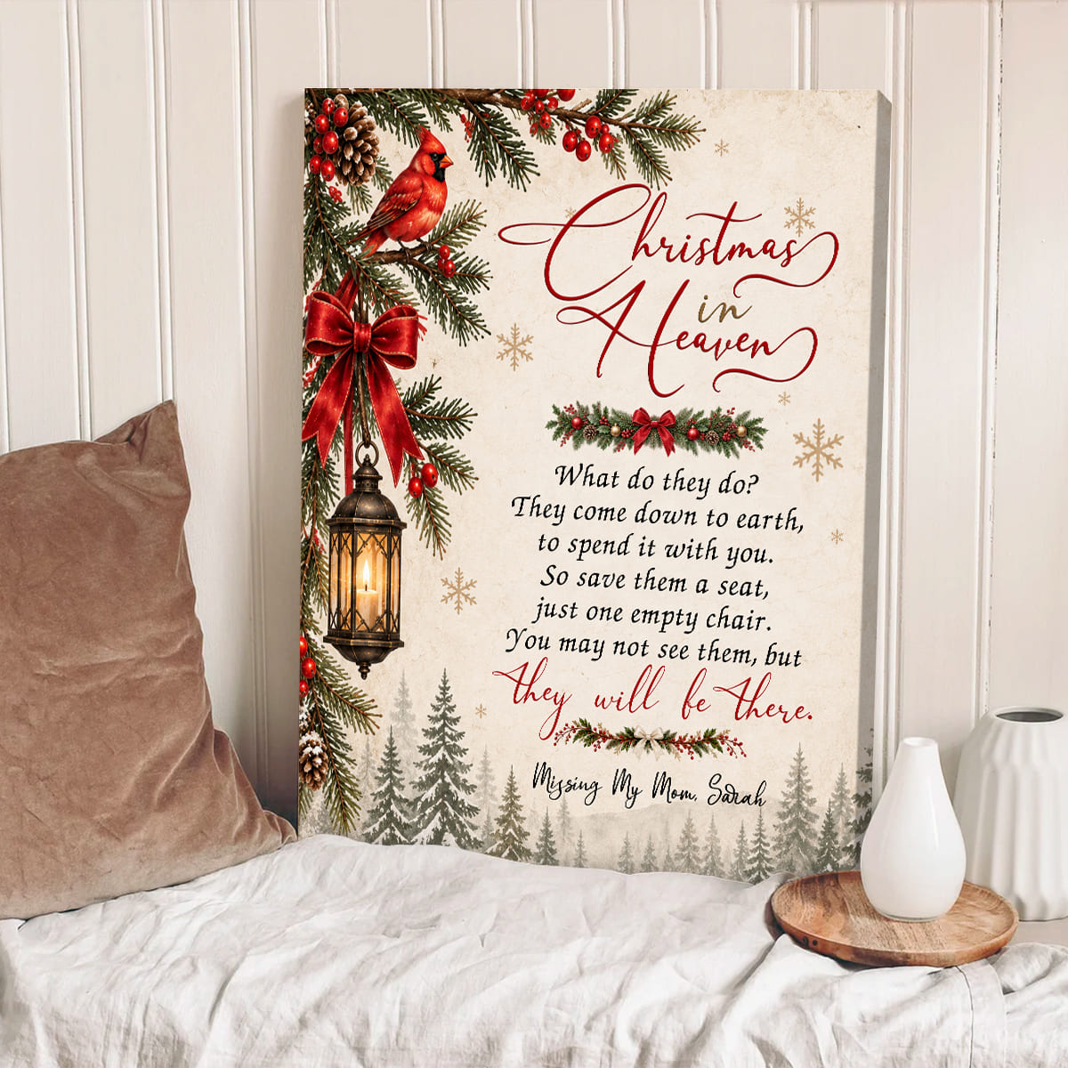 Christmas in Heaven Memorial Canvas – In Loving Memory Of Mom | Sympathy Wall Art & Remembrance Gift