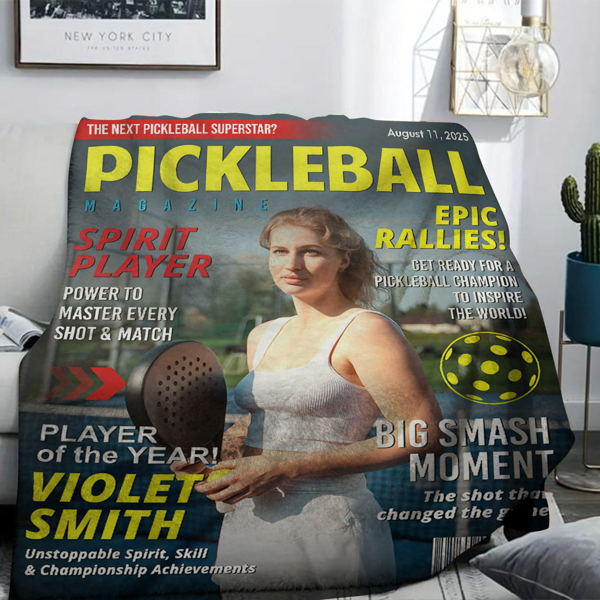Custom Pickleball Magazine Cover Blanket, Pickleball Lover Gift, Unique Pickleball Wall Art, Pickleball Gift