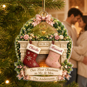 "Our First Christmas As Mr. & Mrs." – Personalized Acrylic Ornament | Christmas Gift For Couples
