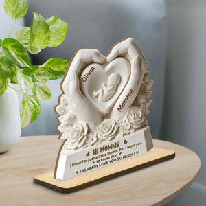 Personalized "Hi Mommy, Little Bump" Wood Plaque – Gift For Expecting Moms