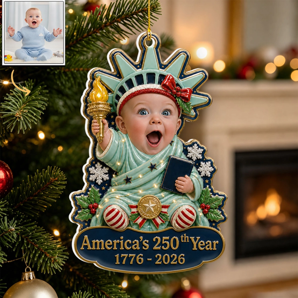 "Liberty Baby" – Personalized Acrylic Ornament | Patriotic Baby Keepsake Gift