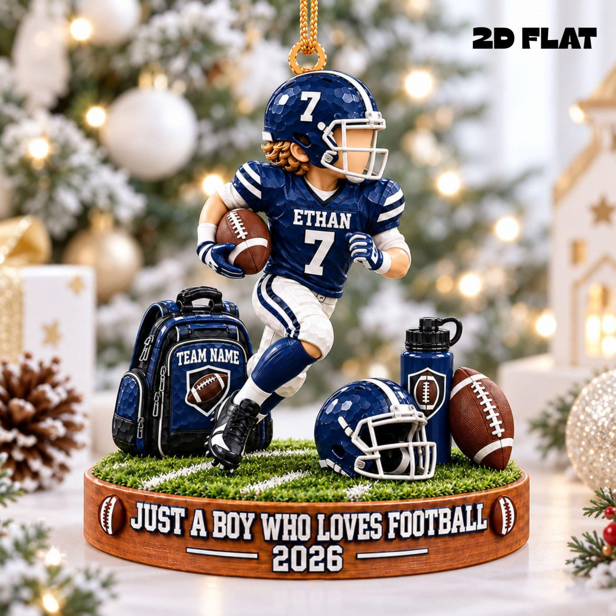 Personalized "Just A Boy Who Loves Football" Ornament – Custom Player Name & Number Christmas Keepsake Gift For Football Lovers