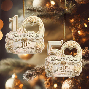 "Mr & Mrs" Personalized Wedding Anniversary Acrylic Ornament – Christmas Keepsake Gift For Couples