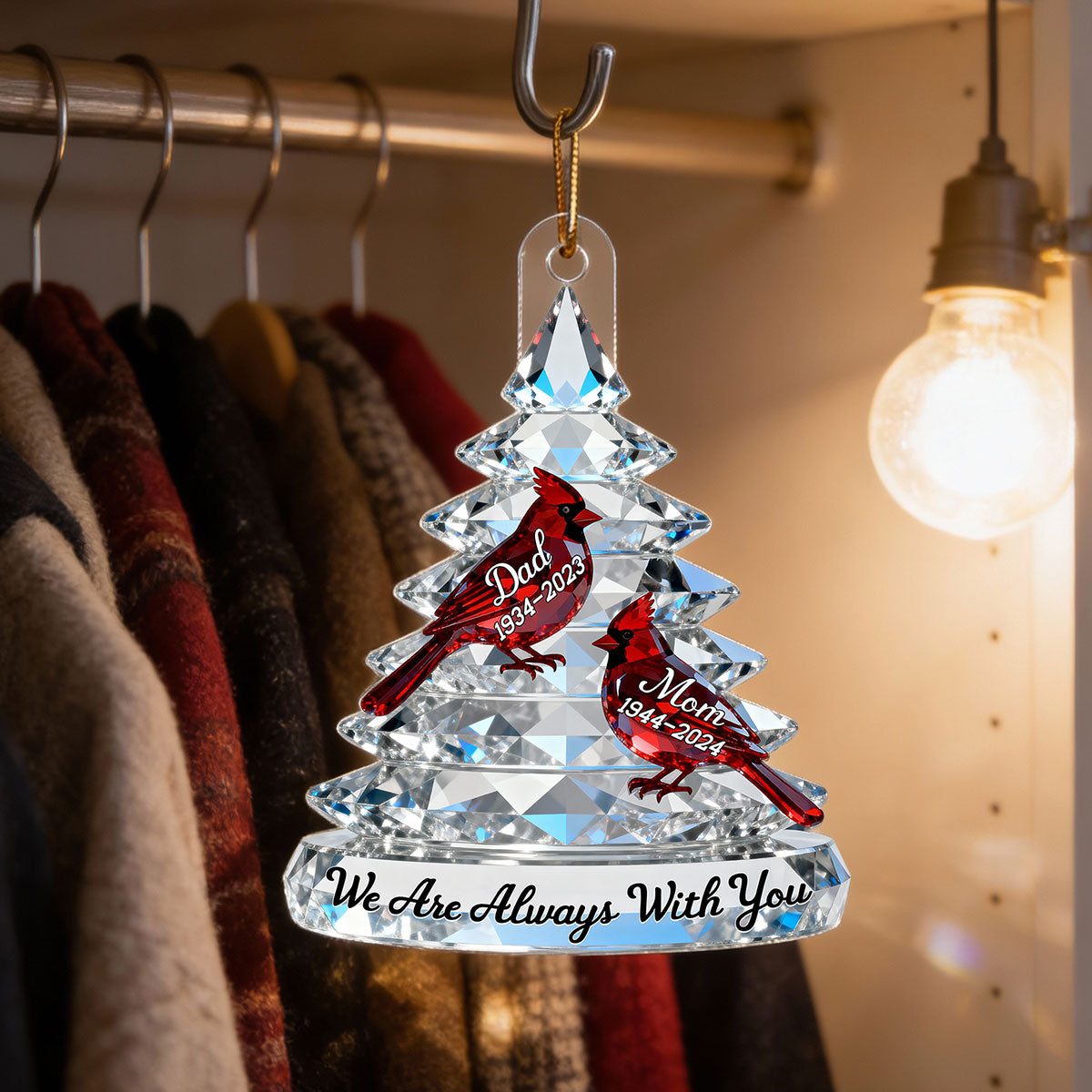 "Memorial Tree Cardinals" – Personalized Acrylic Ornament | Remembrance & Sympathy Gift For The Whole Family