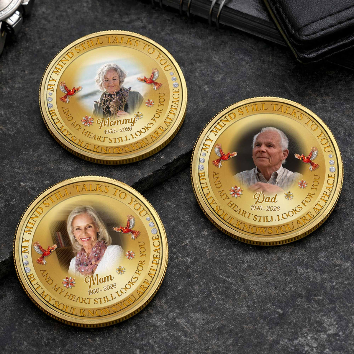 My Mind Still Talks To You Mom, Personalized Custom Commemorative Coin, Family Gift