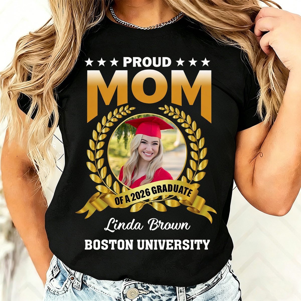Proud Dad Of A Graduate Personalized Graduation T-Shirt Gift for Grandma, Mom, Dad, Friends