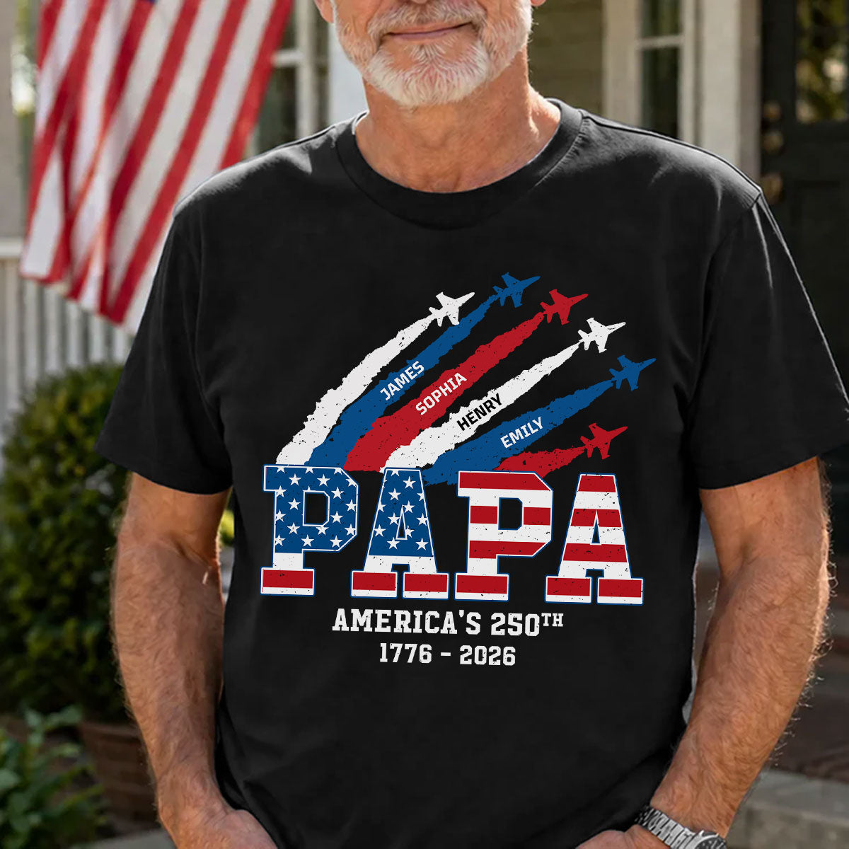 Personalized 250th Anniversary American Flag Shirt – Proud Dad & Grandpa | Father's Day Gift