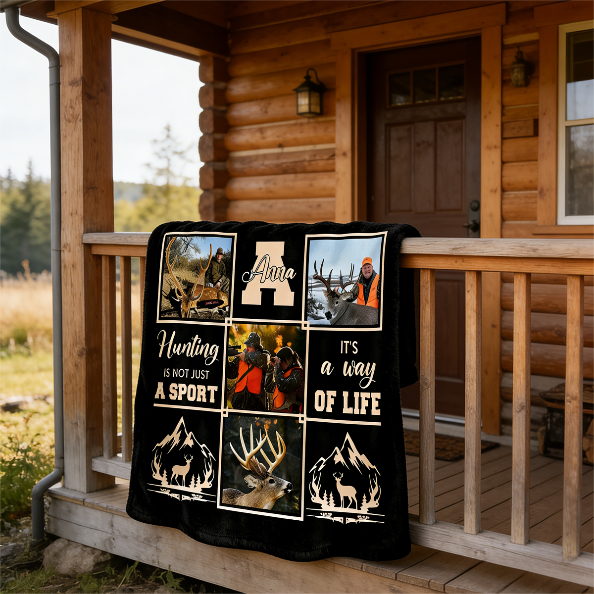 Personalized Deer Hunting Blanket, Hunting Memory Photo Collage, Best Gift For Deer Hunters