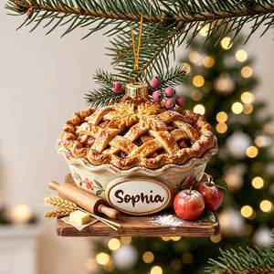 Personalized Apple Pie Ornament,Custom Christmas Keepsake,Gift For Pastry Lovers,Bakery