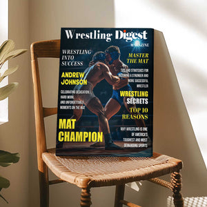 Personalized Wrestling Digest Canvas | Custom Wrestler Name Poster, Wrestling Magazine Style Gift, Sports Room Wall Decor, Senior Wrestler Gift