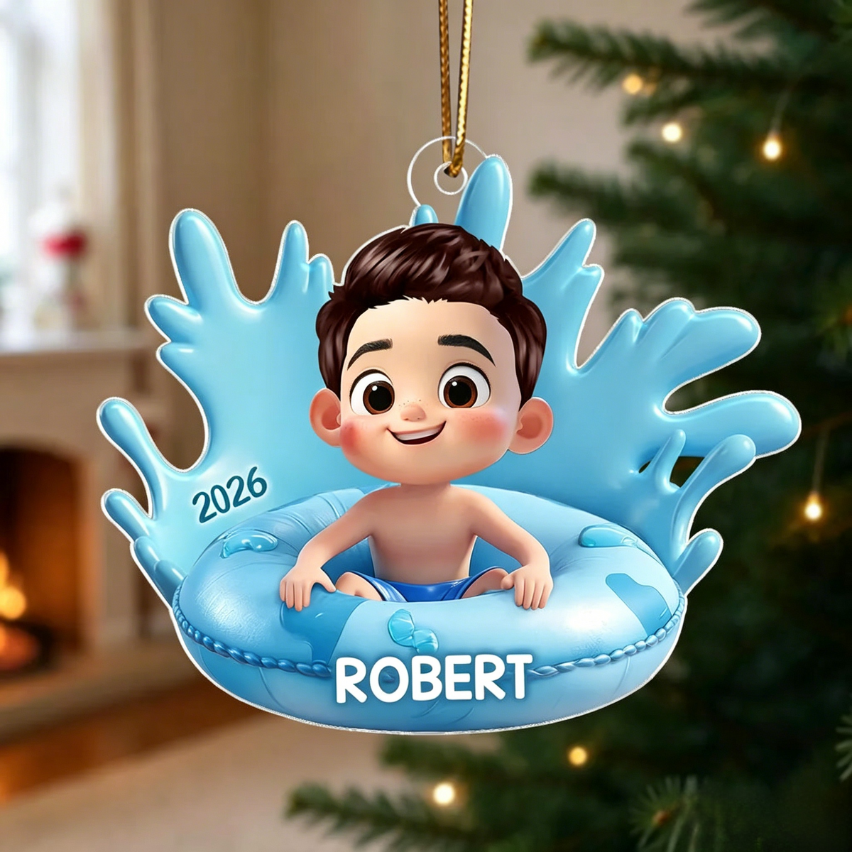 Custom Acrylic "Pool Float Kid" Ornament – Cute Keepsake Gift For Kids & Family