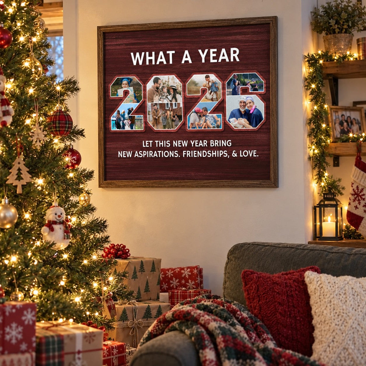 Personalized 2026 Year In Review Photo Collage Canvas – Custom Family Memory Wall Art | Christmas Gift For Families
