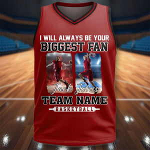 I Will Always Be Your Biggest Fan - Personalized Custom Photo Basketball Jersey Shirt For Basketball Family Game Day