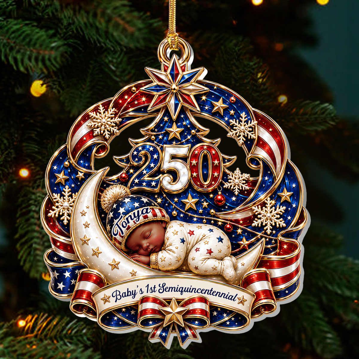 Personalized "Baby's 1st Semiquincentennial" Acrylic Ornament – 250th Anniversary Keepsake