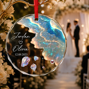 Personalized "Ocean Wave" Glass Ornament – Mermaid Tail Keepsake For Engagement & Wedding Gift