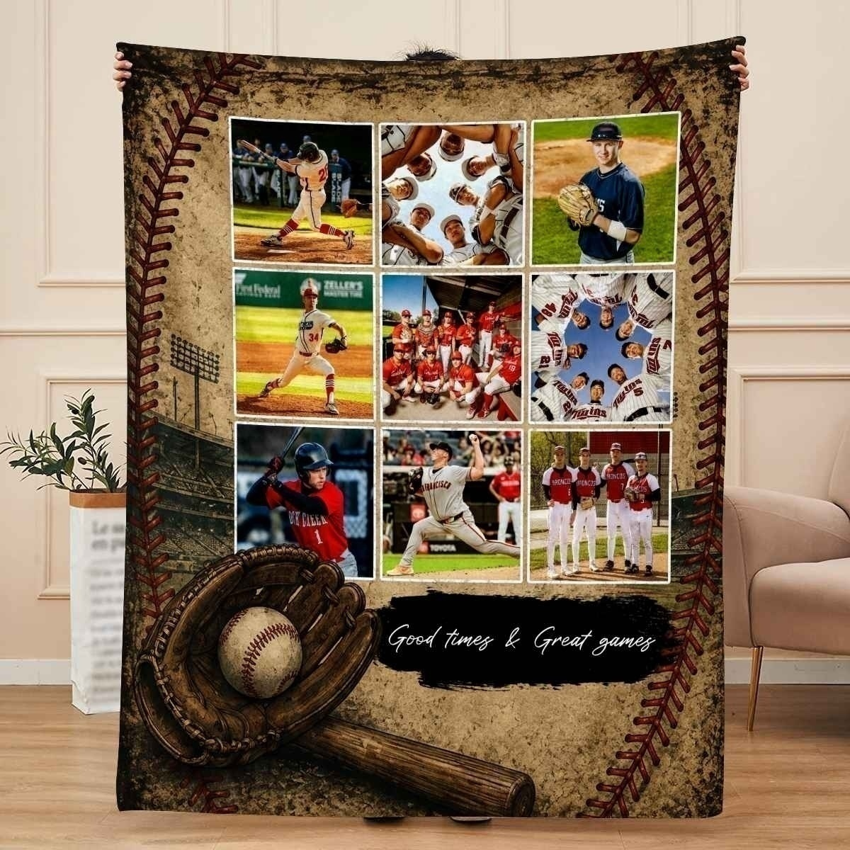 Custom Baseball Photo Blanket – Personalized Gift For Son & Baseball Players | Team Senior Gift