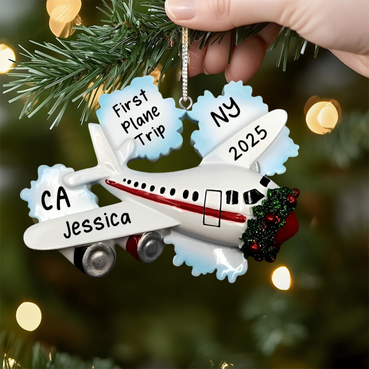 Personalized Airplane Christmas Ornament,My First Flight,First Plane Trip Ornament, Vacation Ornament