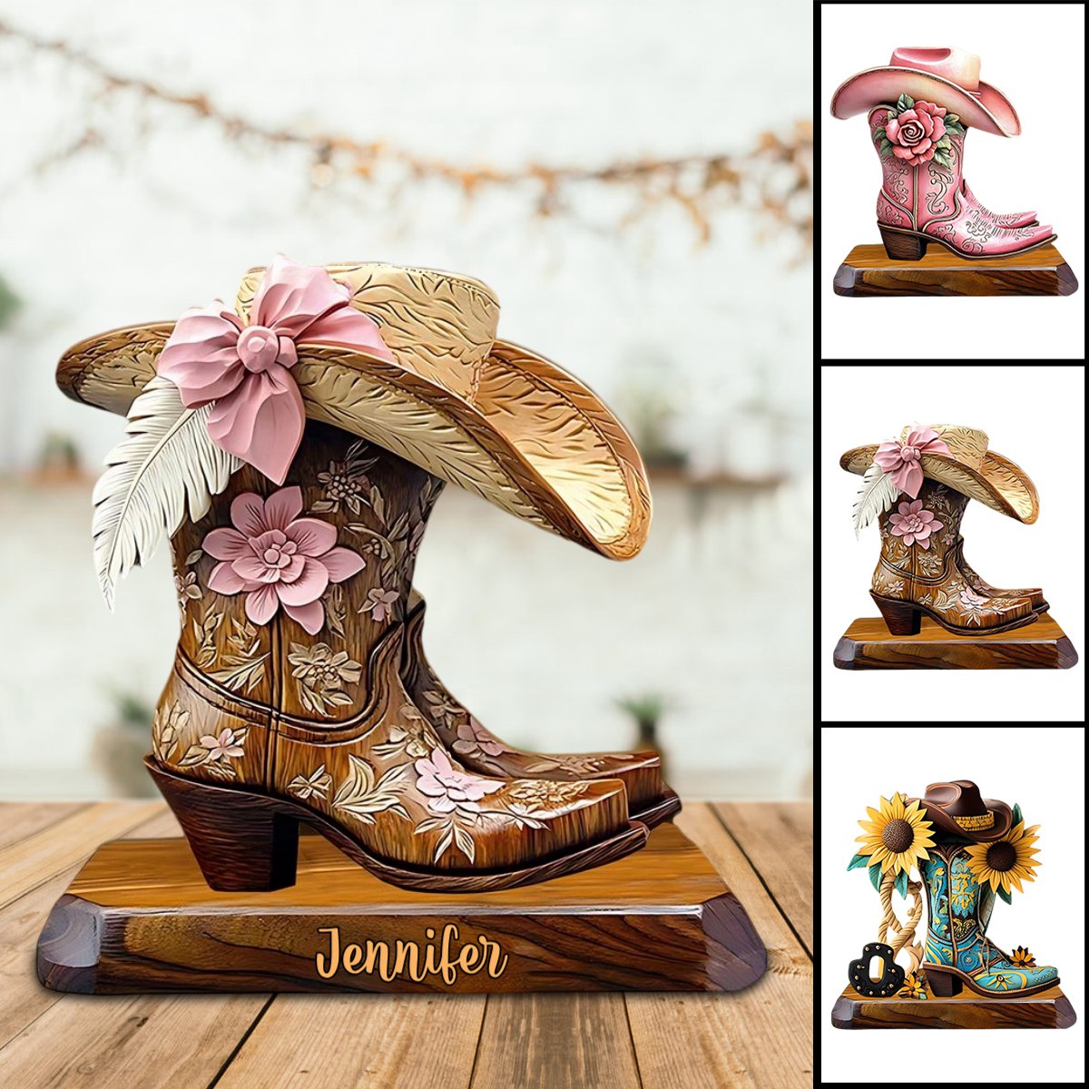 Personalized Cowgirl Boots Custom Shaped Acrylic Plaque