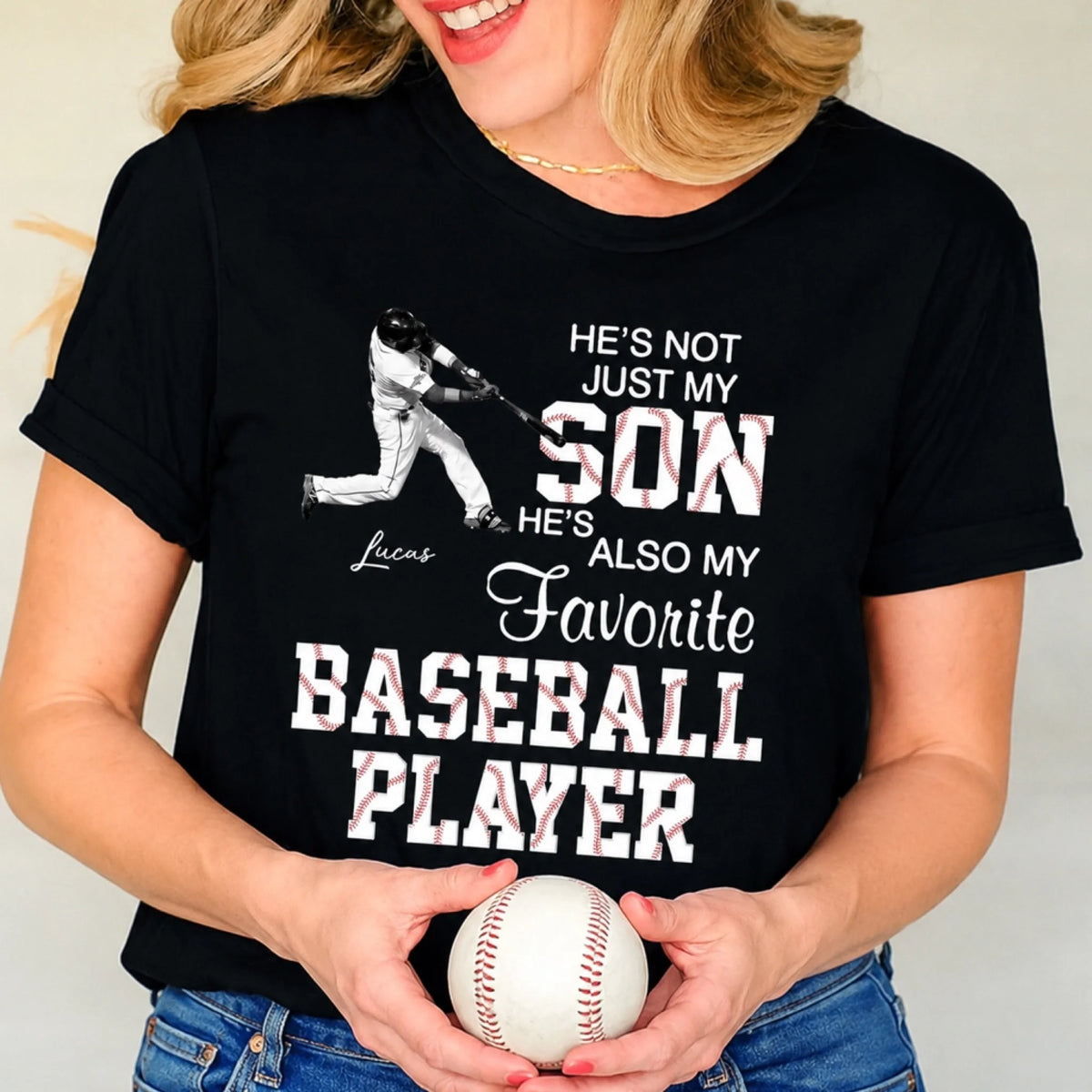 Personalized "Favorite Baseball Player" T-Shirt – Custom Photo Gift For Grandma's Grandson