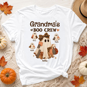 "Grandma's Fall Halloween" – Coquette Faux Patchwork Pattern Shirt | Personalized Gift For Grandma