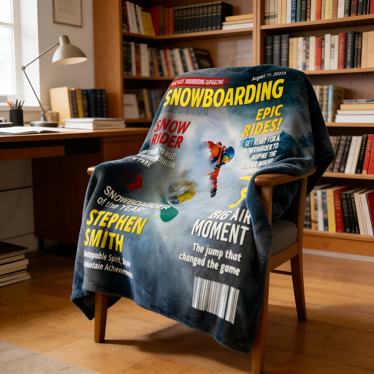 Custom Snowboarding Magazine Cover Blanket– Snowboard Gift, Gift for Snowboard Lovers