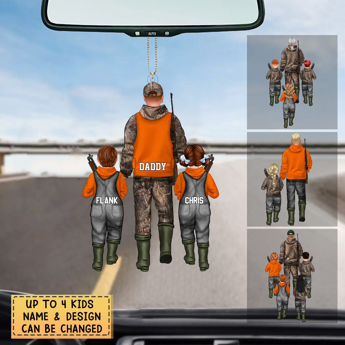 Personalized Hunting Dad& Kids Acrylic Ornament