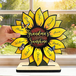 Mother's Day Gifts, Grandma's Sunshine, Grandma's Garden Sunflowers For Nana, Mimi, Gigi - Personalized Wooden Plaque