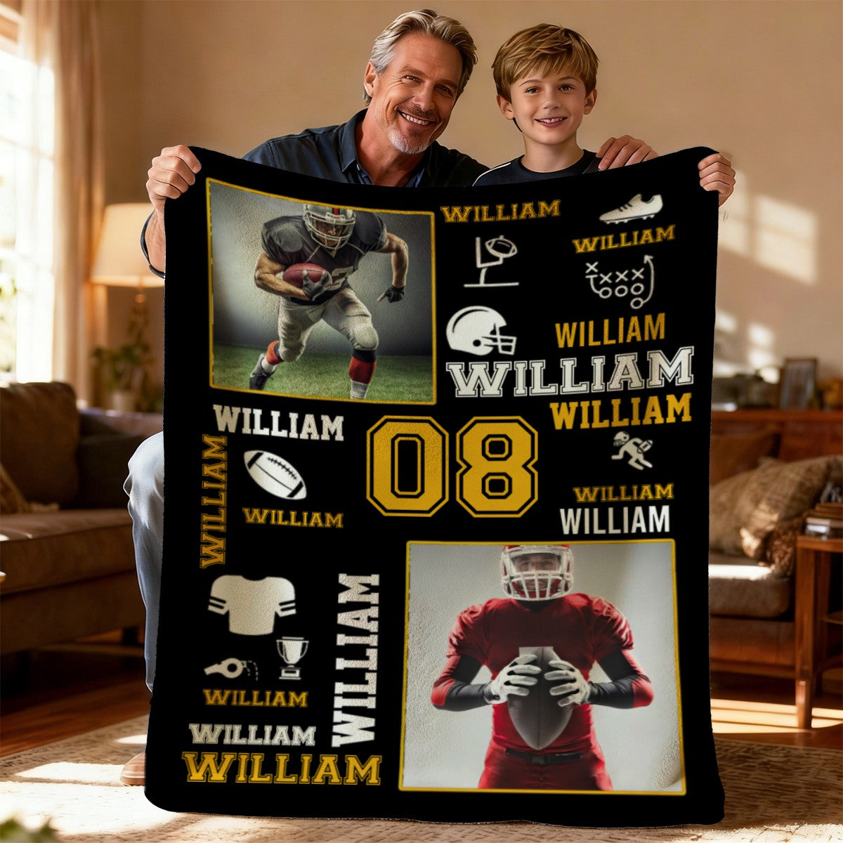 Football Name Blanket Personalized With Photo Senior Football Player Gifts For Him