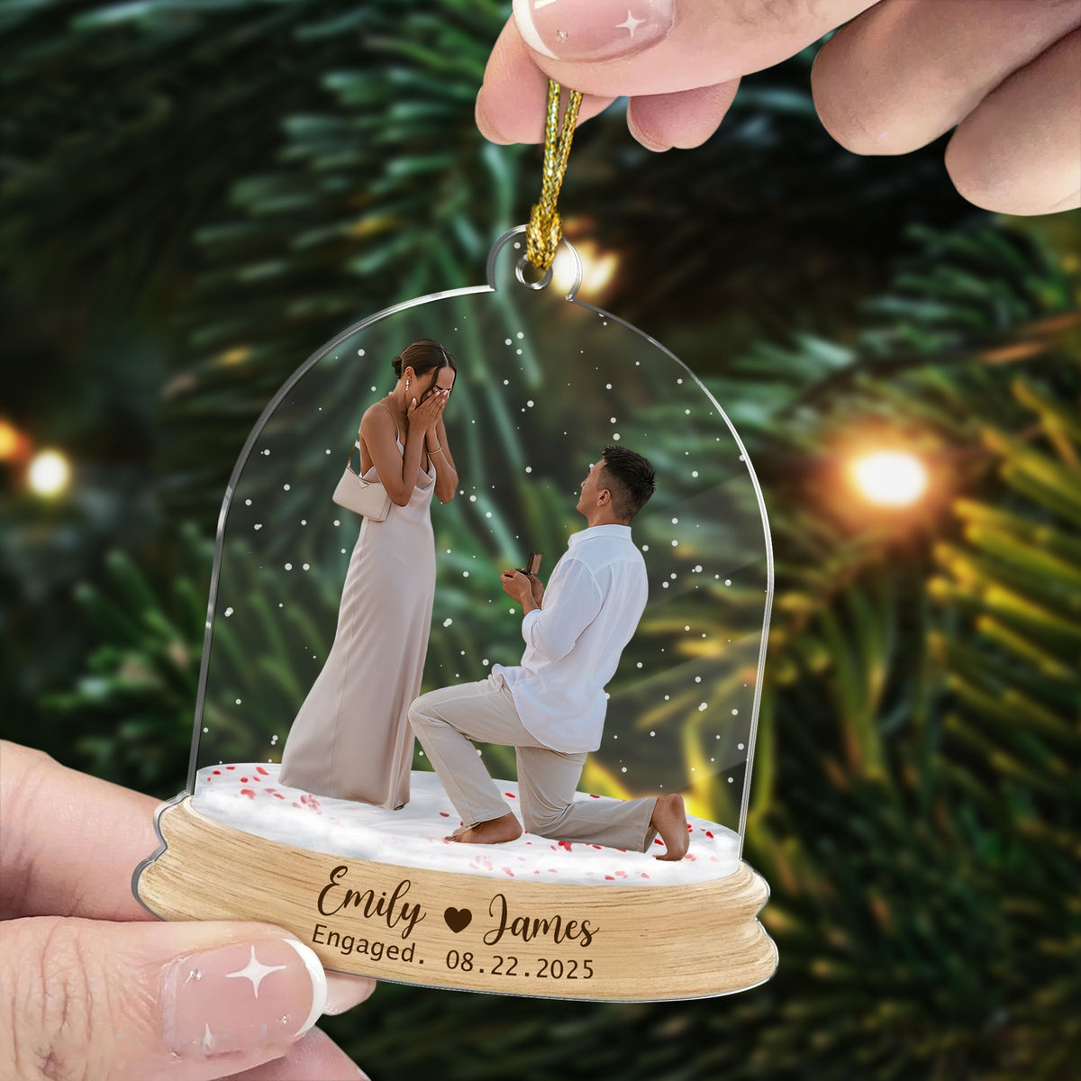 Couple Engagement Personalized Custom Photo Acrylic Ornament, Gift For Couples