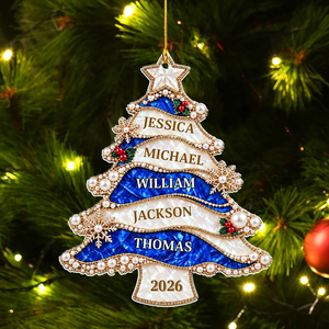 Personalized Golden Pearl Christmas Tree Acrylic Ornament – Custom Holiday Keepsake Gift