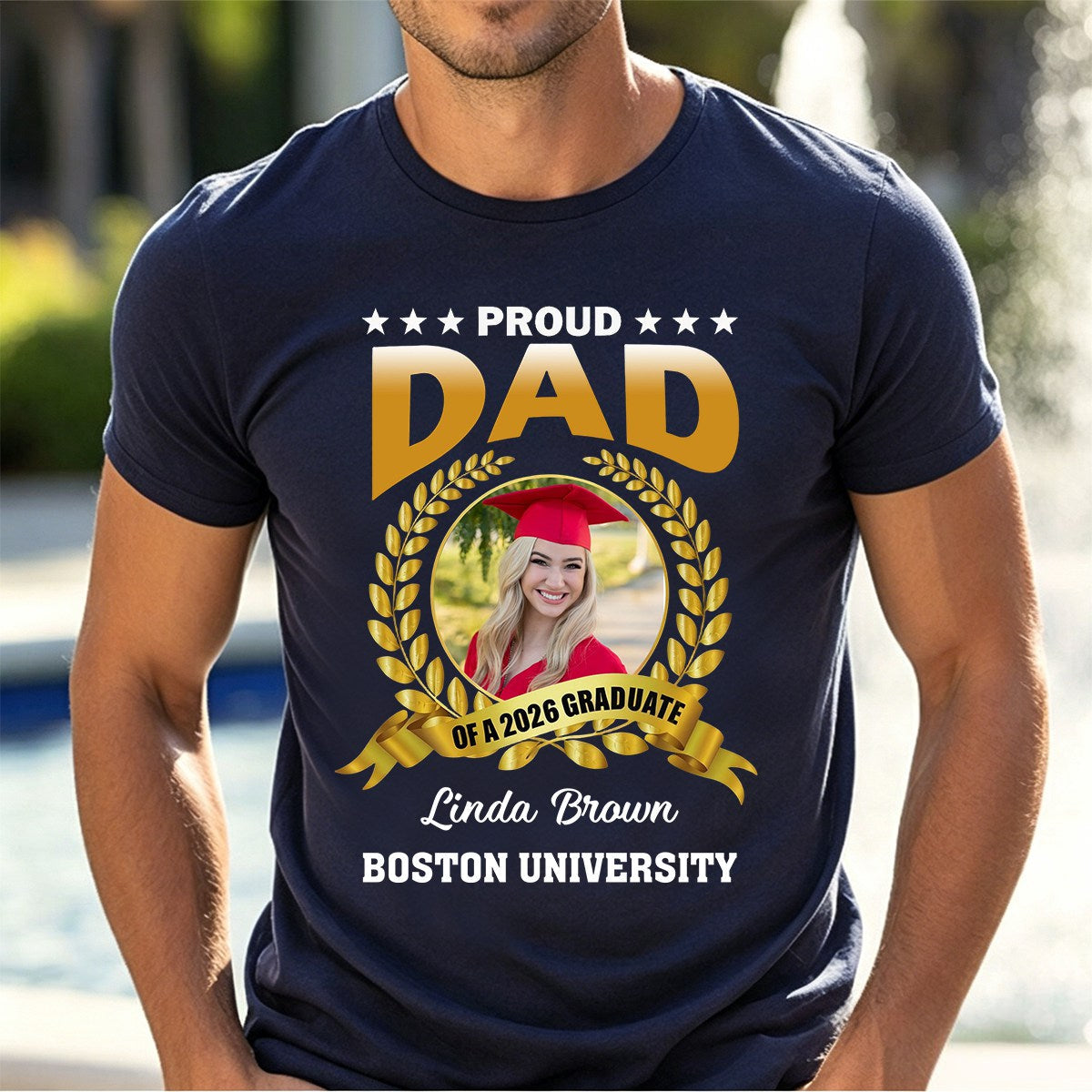 Proud Dad Of A Graduate Personalized Graduation T-Shirt Gift for Grandma, Mom, Dad, Friends