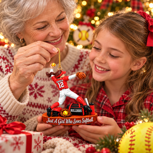 Just A Girl Who Loves Softball – Personalized Christmas Ornament | Custom Player Name Keepsake Gift For Softball Players & Fans
