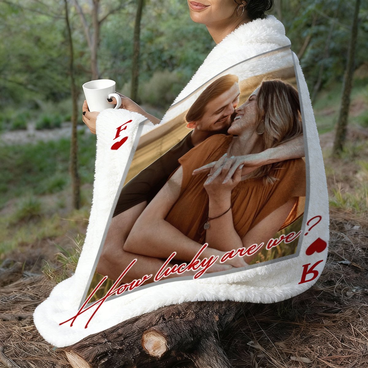Upload Your Photo Playing Cards Blanket For Him And Her - Personalized Photo Gifts For Anniversary