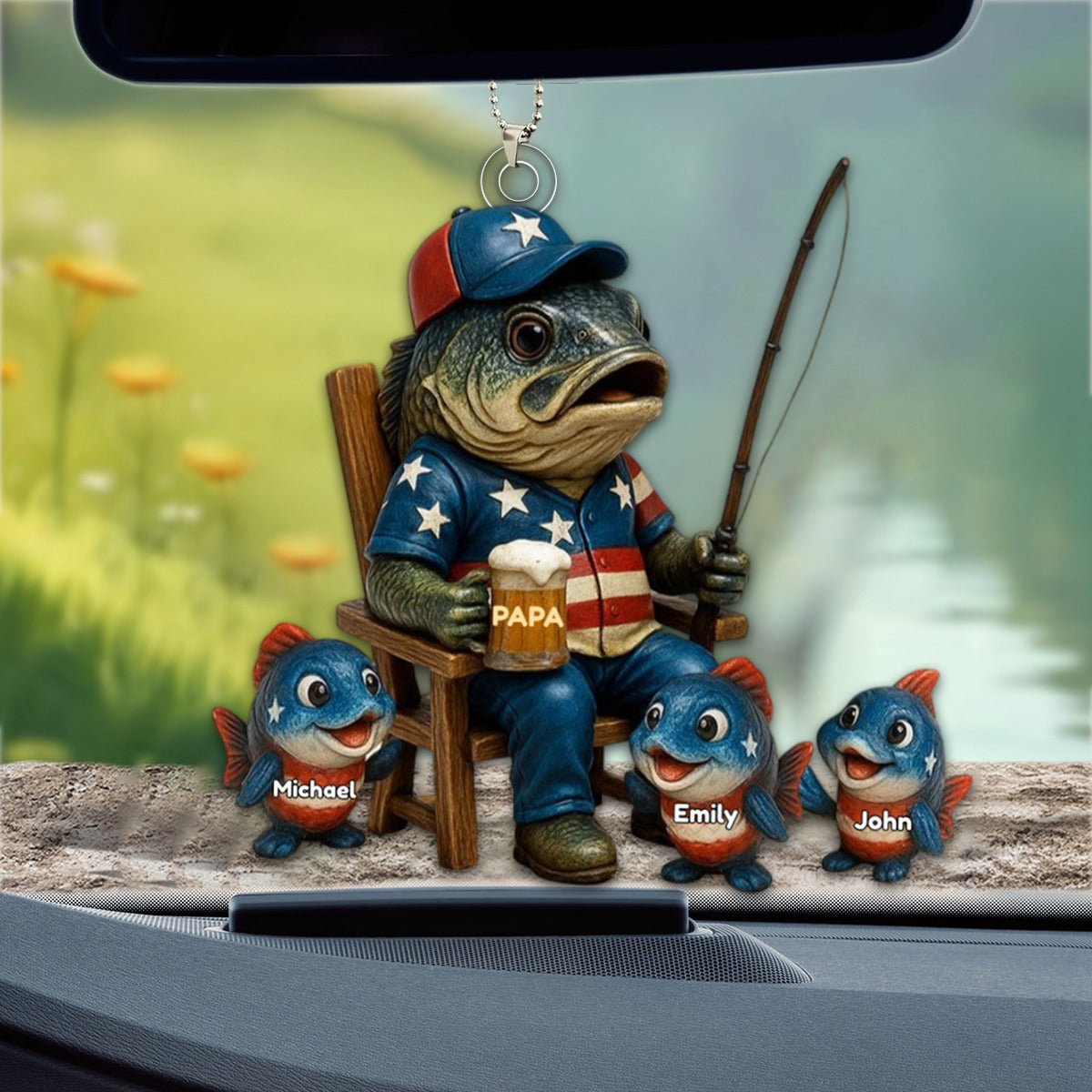 Personalized Hooked On Being Papa Fishing Dad Acrylic Ornament