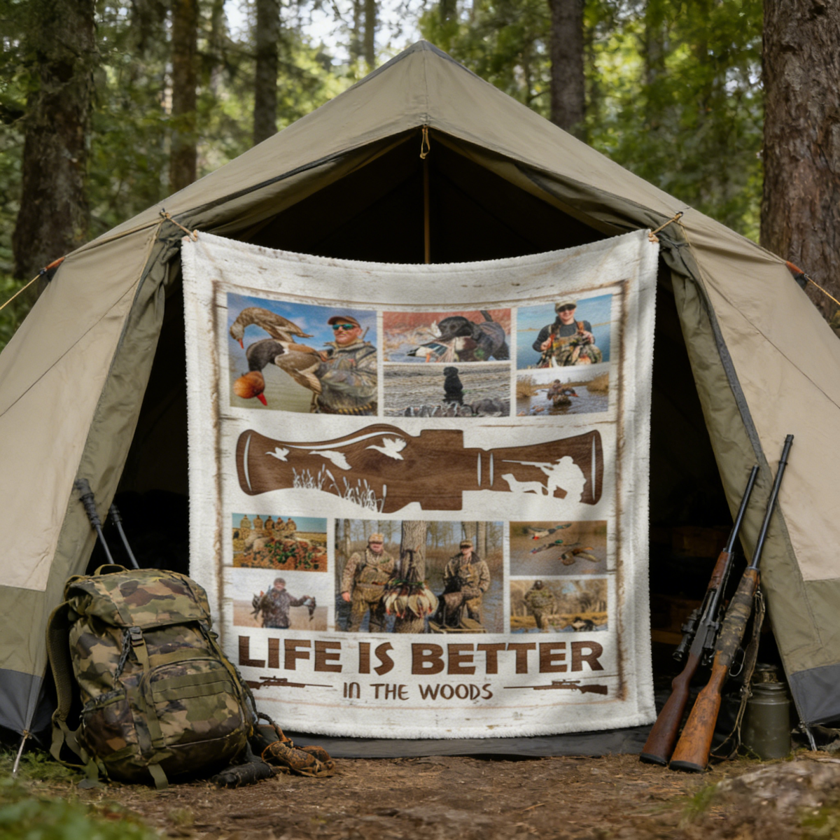 Personalized Hunting Photo Collage Blanket,Hunting Memories Gift For Hunters