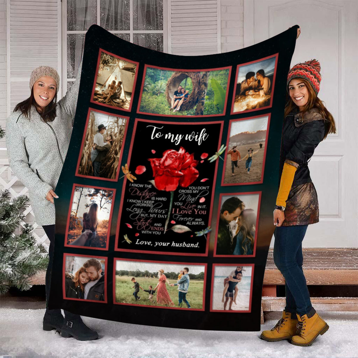 Personalized To My Wife Blanket Custom Photo Gifts for Wife/Couple
