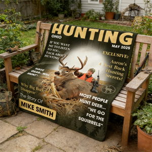 Personalized Hunter Magazine Cover Blanket, Custom Gift For Hunter, Hunting Gift For Man