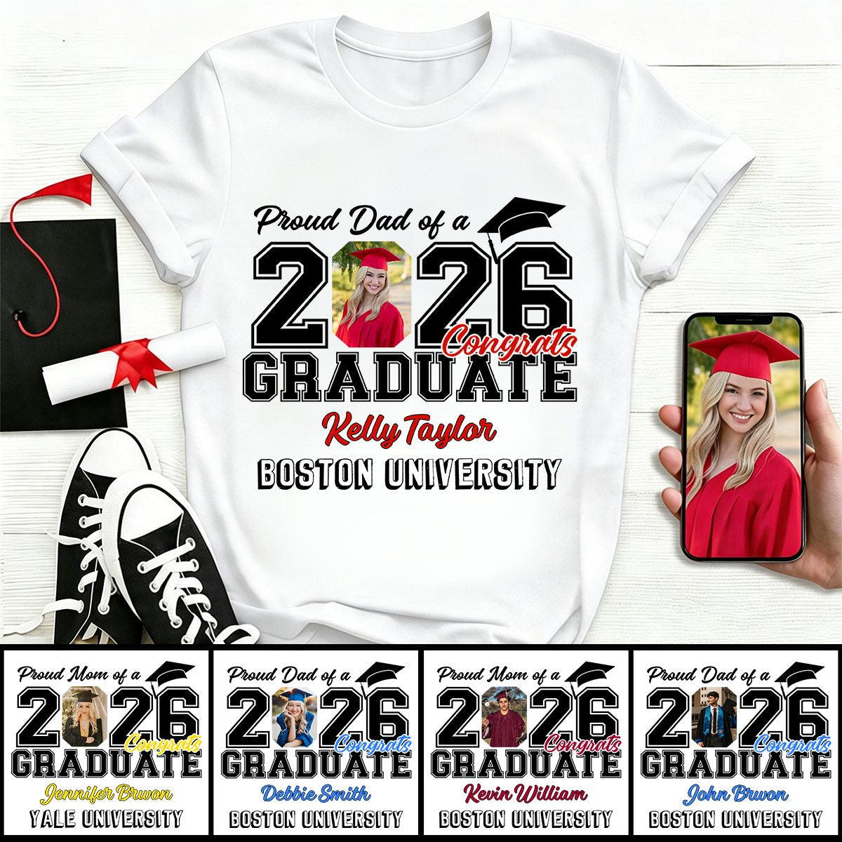 Proud Dad Mom Of A Graduate Personalized Family Of Senior Graduation Shirt