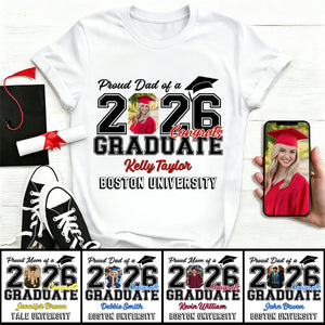 Proud Dad Mom Of A Graduate Personalized Family Of Senior Graduation Shirt