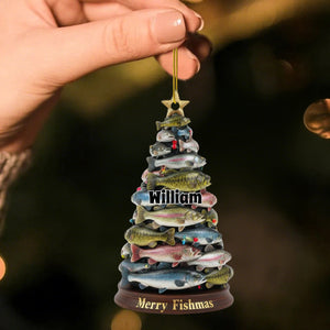 Merry Fishmas Christmas Personalized Name Acrylic Ornament