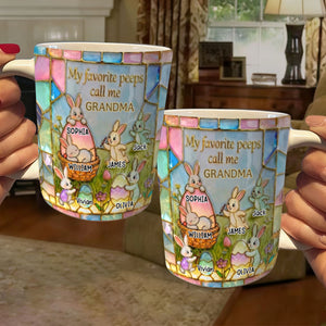 Easter Grandma's Cute Bunnies Coffee Mug, Personalized Gifts For Grandma & Mom