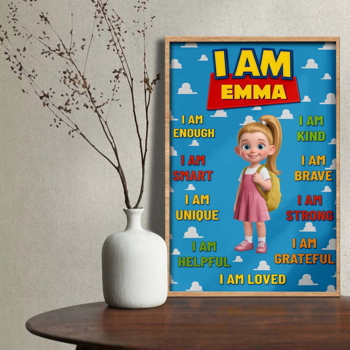 Personalized "I Am Enough" Affirmations Poster – Gift For Kids & Grandkids